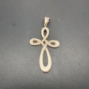 Vintage Sterling Silver Celtic Knot Cross Pendant 2 inch